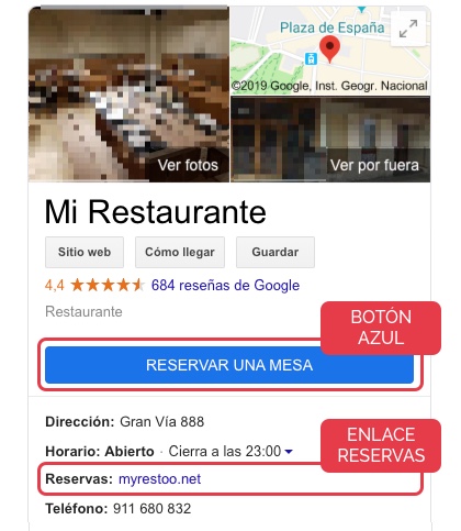 Editar botón Reservas en Google Maps / My Business