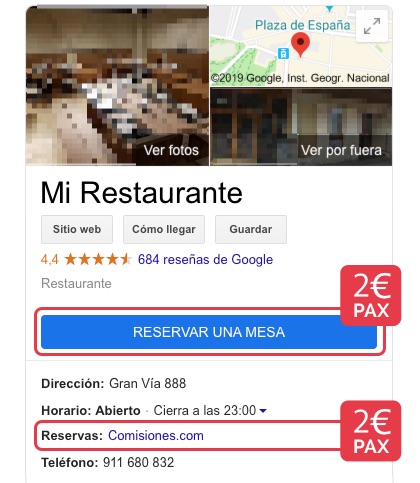 Quitar botón Reservas de El Tenedor en Google Maps / My Business