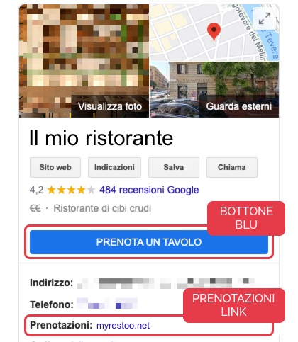 Bottone “Prenotazioni” in Google Maps